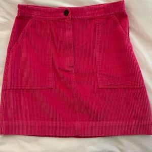 Neon Pink A-Line Corduroy Mini Skirt